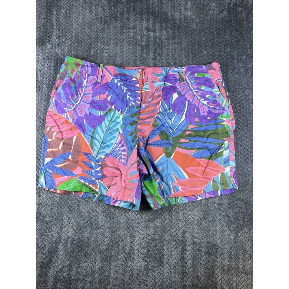 Talbots Chino Shorts Womens 22W Tropical Print Relaxed Fit 7in Inseam Multicolor